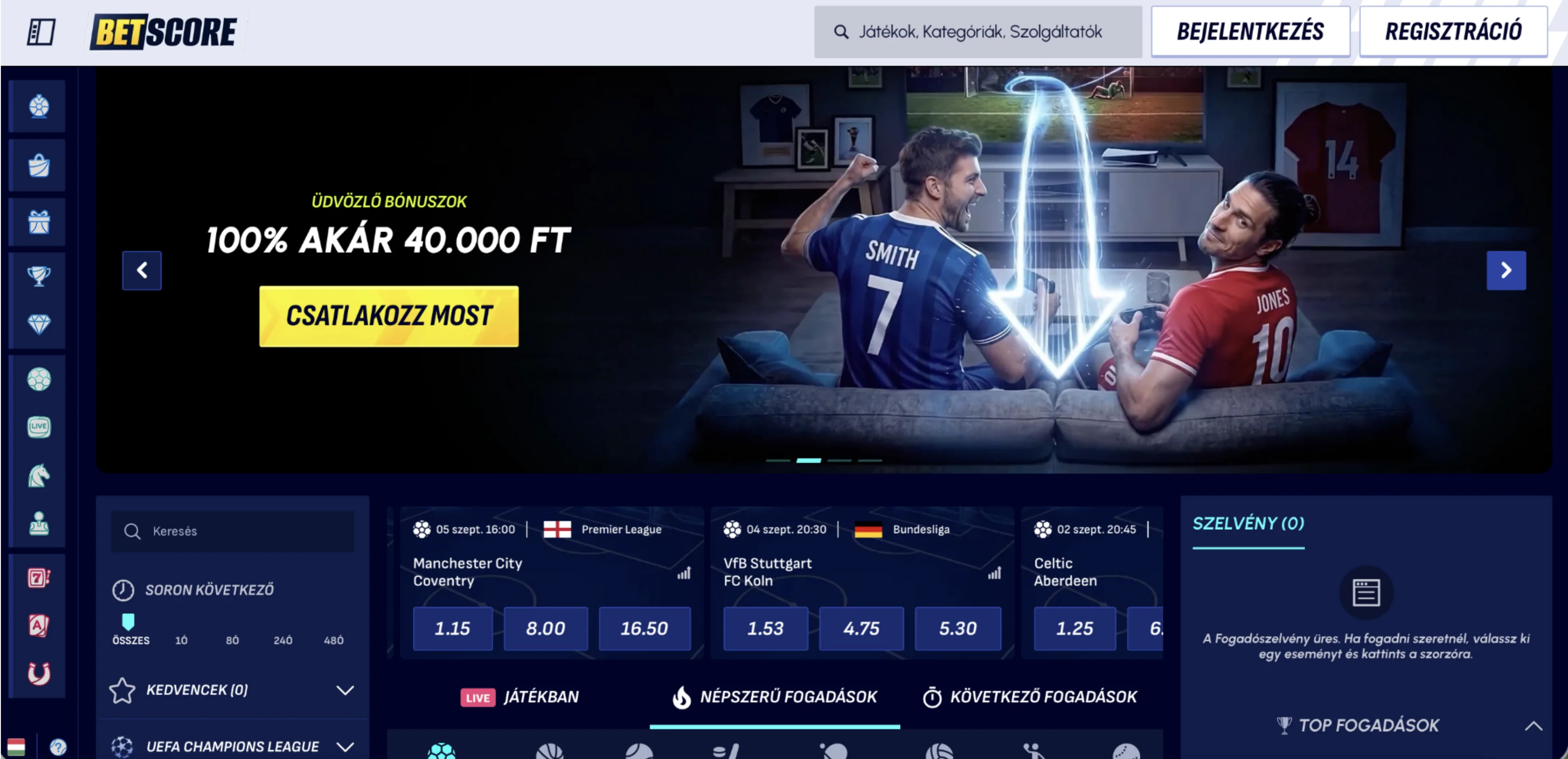 Betscore prémium sportfogadás és kaszinó