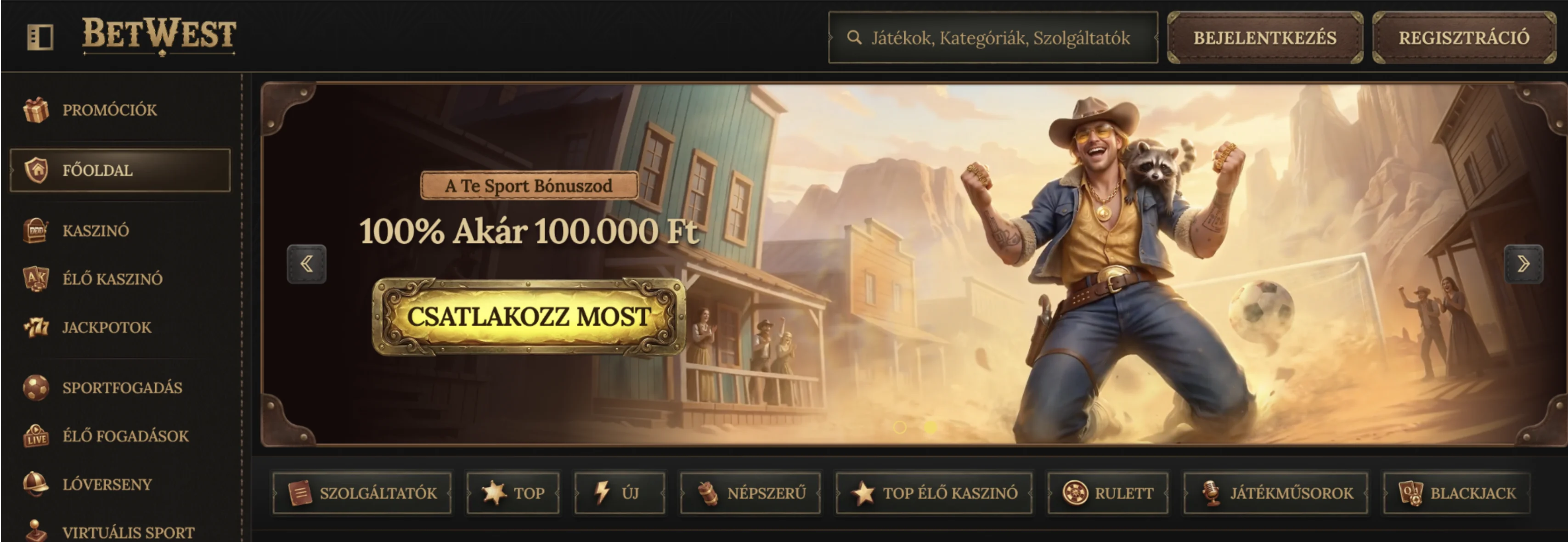BetWest kaszinó és VIP fogadás